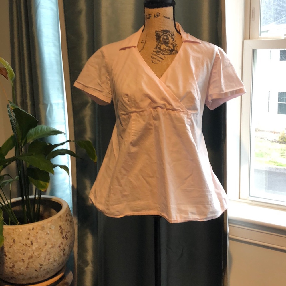 Pink maternity faux wrap shirt